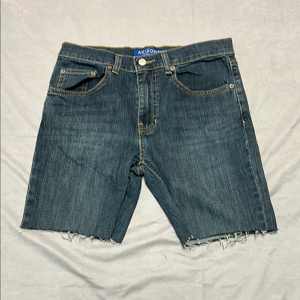 Men’s Arizona jean co cut off shorts dark wash blue denim flex skinny size 29